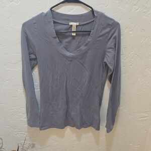 3/$10 Casual V-Neck Long Sleeve Top - Slate Gray
